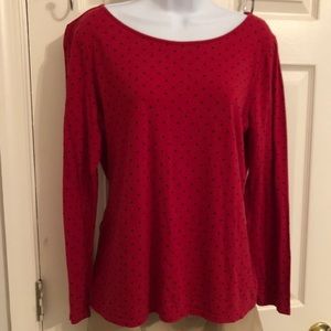 SOLD‼️✨FINAL SALE! Liz Claiborne Red Long-sleeved Shirt w/Black Polka-dots